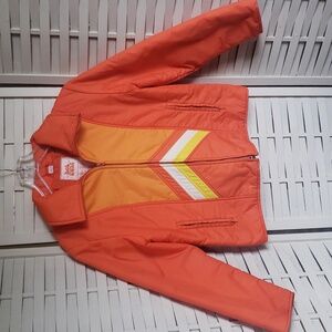 Hot Gear vintage full zip 100% shell nylon orange puff girls jacket size 14/16